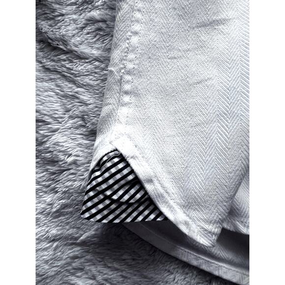 HAINES & BONNER LONDON MEN'S SIZE MEDIUM WHITE BUTTON FRONT SHIRT - Picture 13 of 16